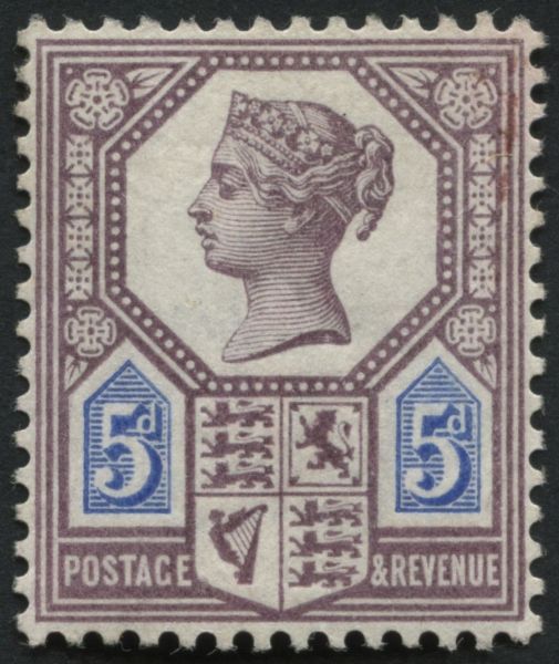 SG207a 5d dull Purple-Blue die II, U/M