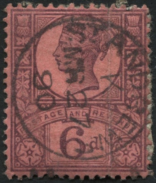 SG208 6d Purple-Rose Red 1890 St. Andrews