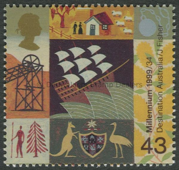 SG2086 43p Destination Australia 1999 Millennium - Settler's Tale