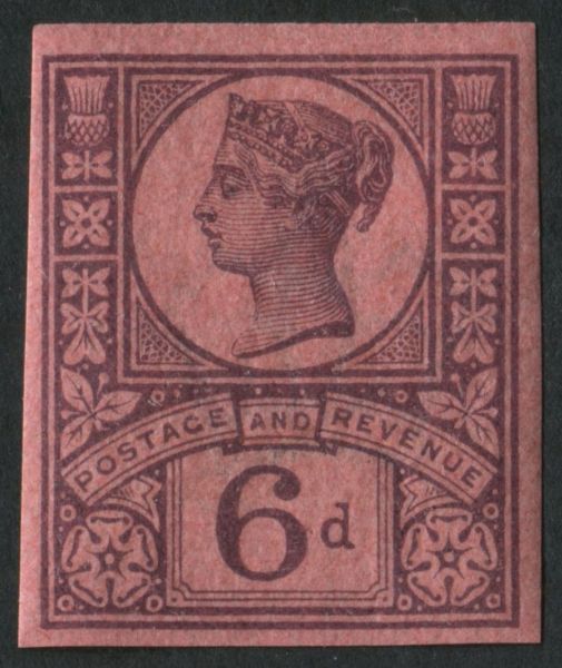 SG208var 1887 6d Purple Rose Red Jubilee. V fine unused, imperforate imprimatur