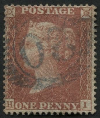 SG21 1d Red Brown HI, lightly cancelled Greenwich in Blue 20