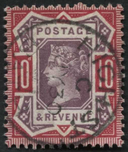 SG210(3) 10d dull Purple and Scarlet, VF/U