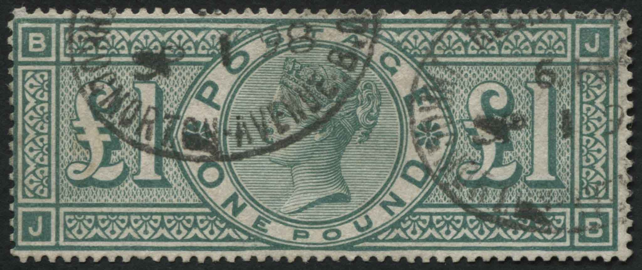 SG212 1 Green, F/U London oval cancel