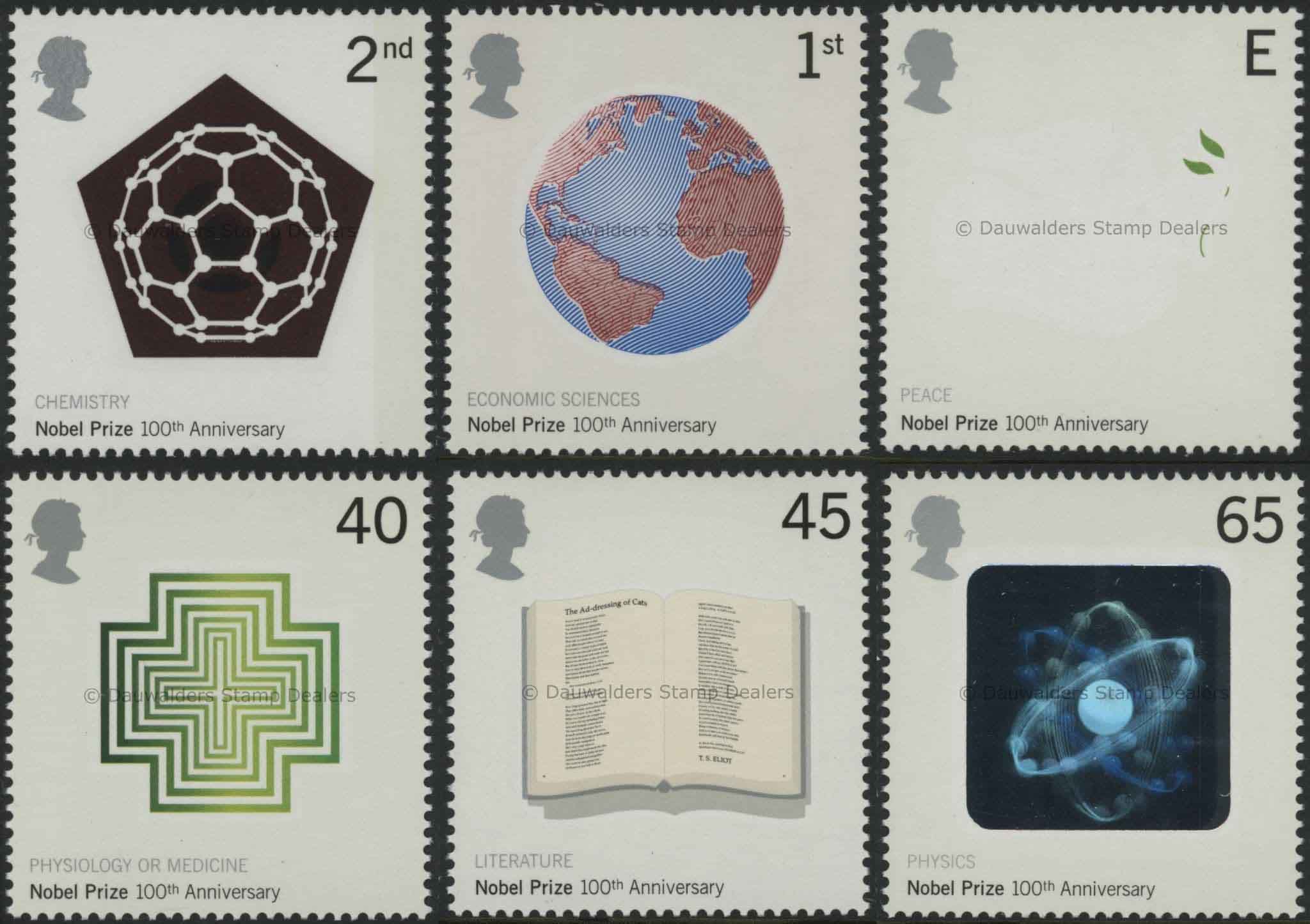 SG2232-2237 Set of 6 2001 Nobel Prizes