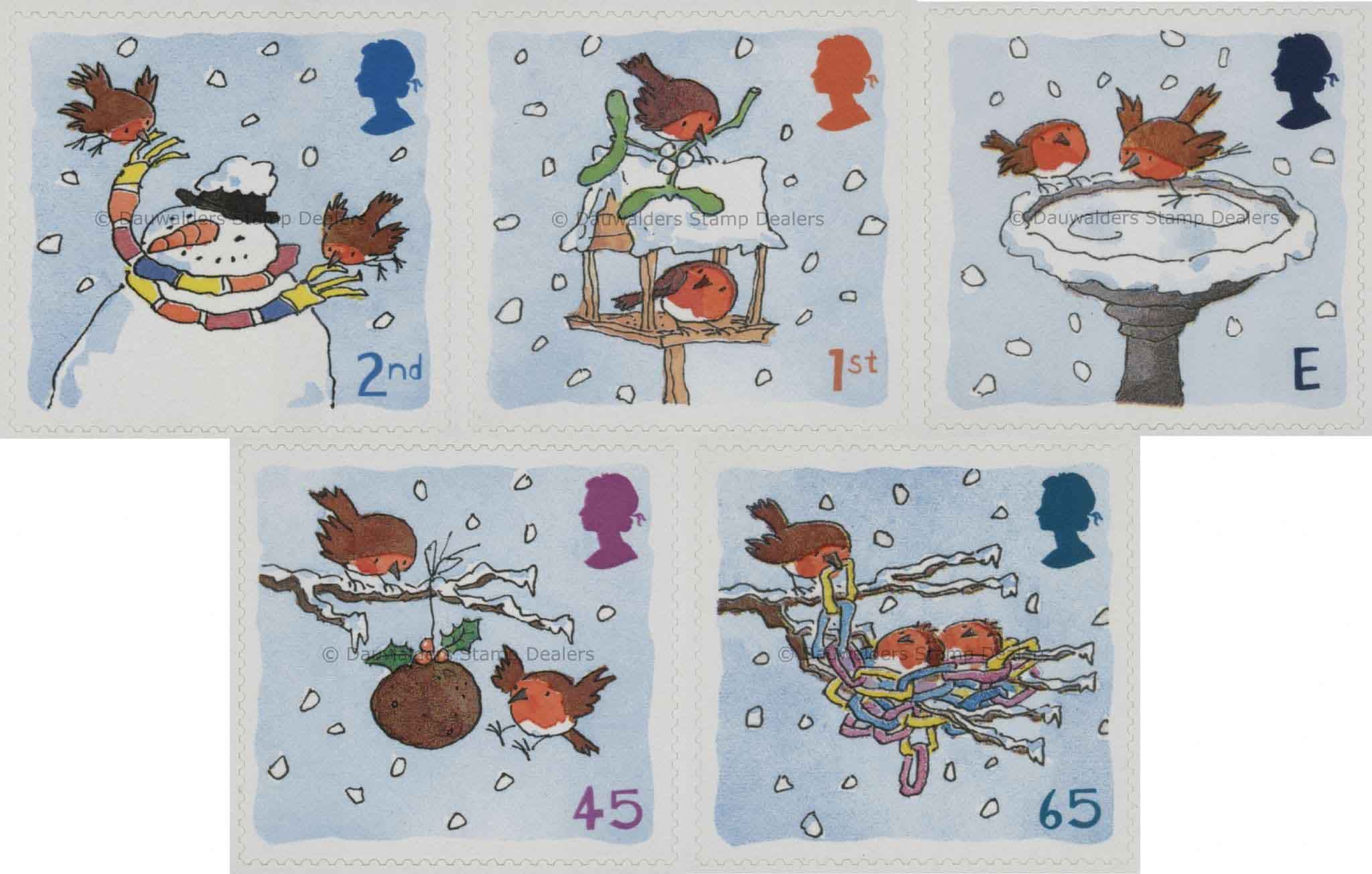 SG2238-2242 Set of 5 S/A 2001 Christmas Robins S/A