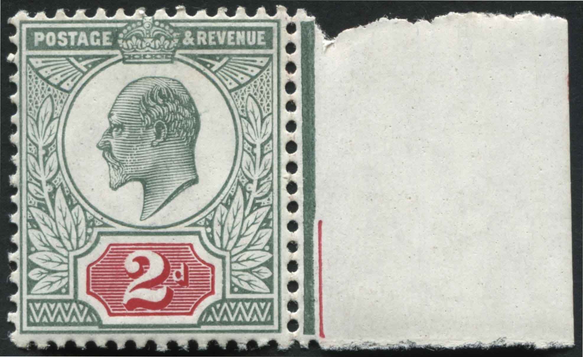 SG227 Two pence Grey-Green and Carmine, U/M