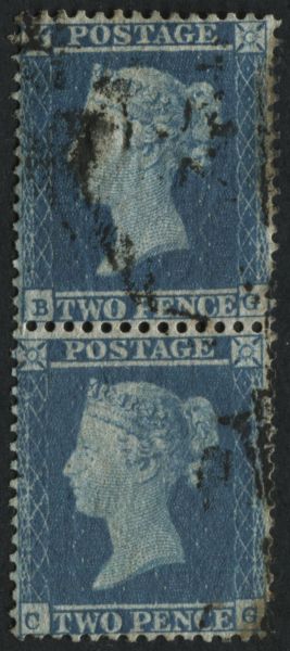 SG23 2d Blue plate 4 BG-CG, a lovely used vertical pair