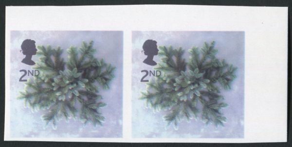 SG2321b 2002 Christmas 2nd IMPERFORATE pair U/M