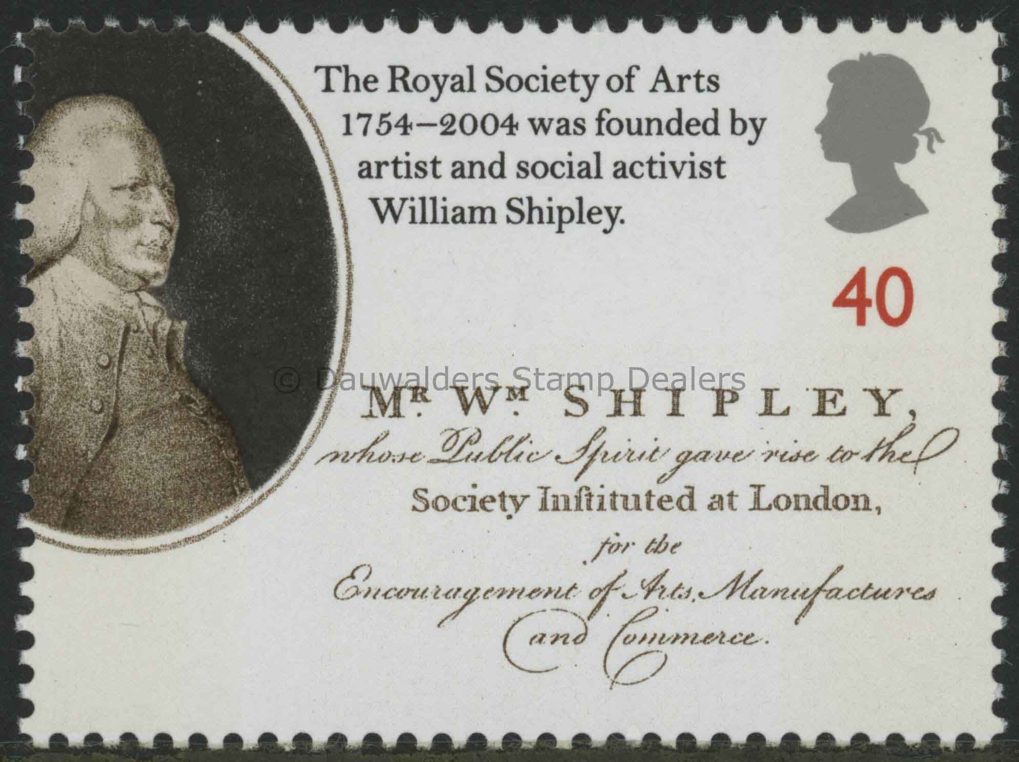 SG2474 40p William Shipley 2004 Anniv. Of RSA