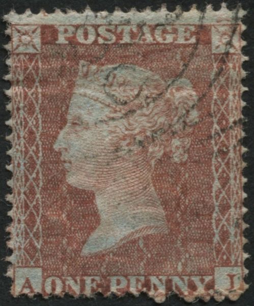 SG26 1d Red Brown plate 5 AL worn plate, VF/U