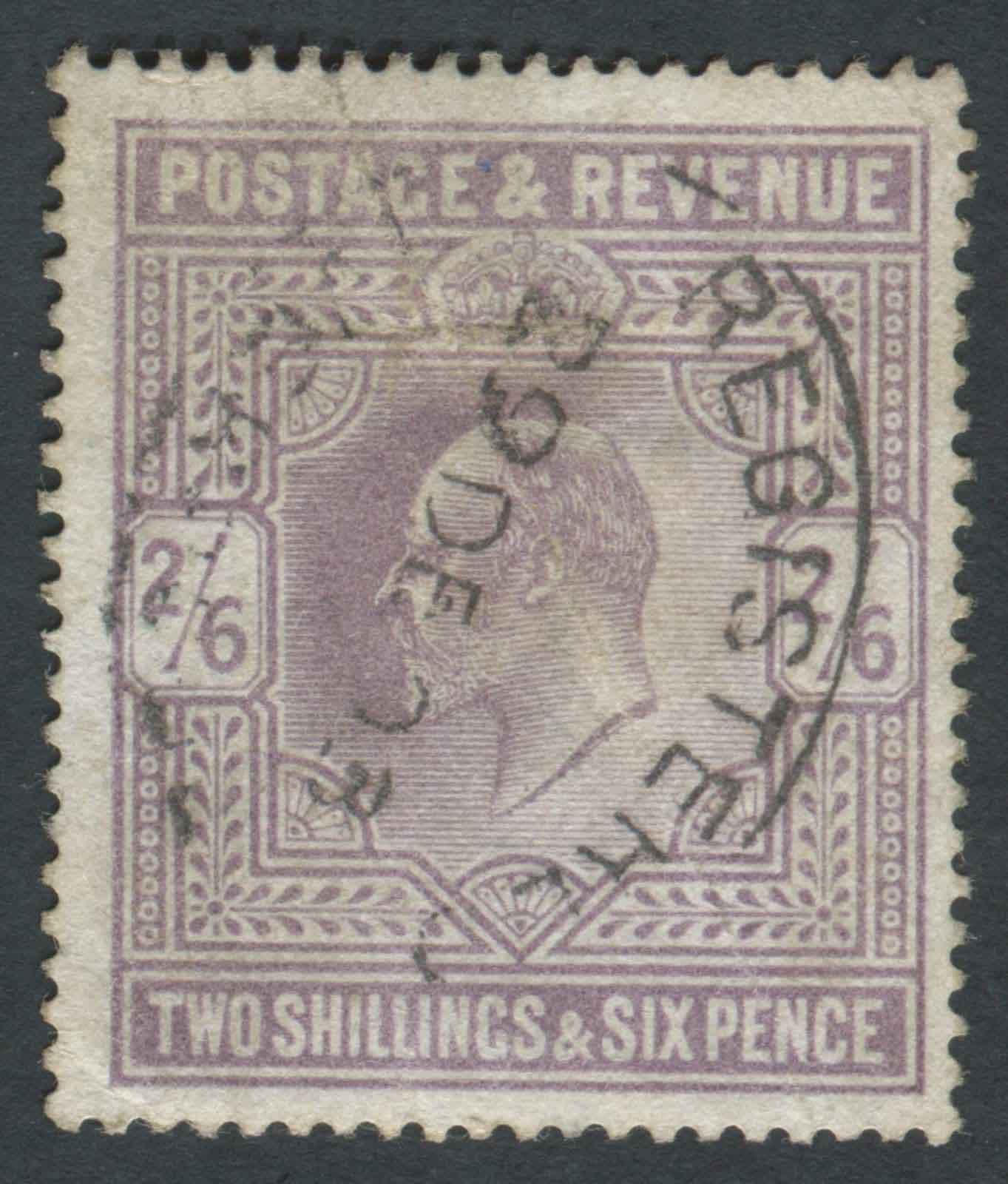 SG260 2s6d Lilac, pre printing crease at top, VFU, light oval registered DS