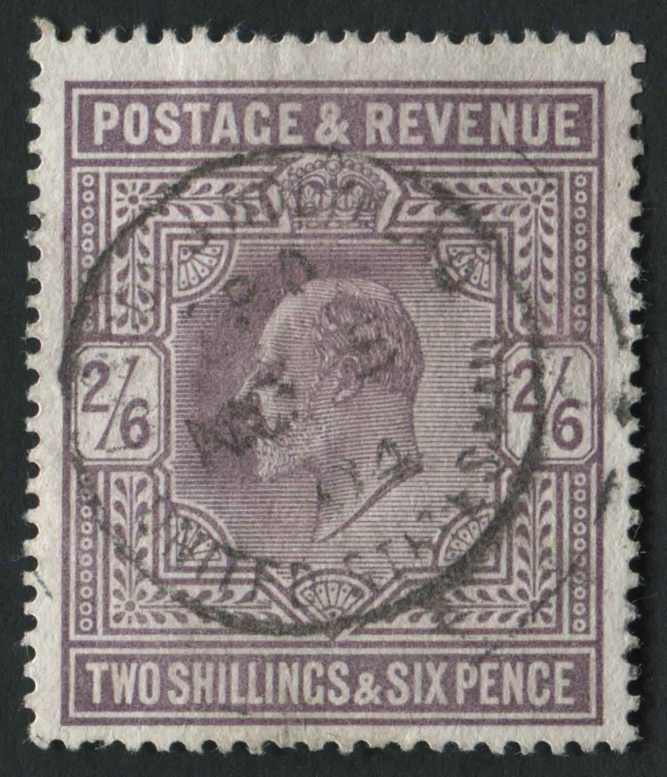 SG260 2s6d Lilac with lightly stuck but complete 'L&H TPO US Mail' CDS