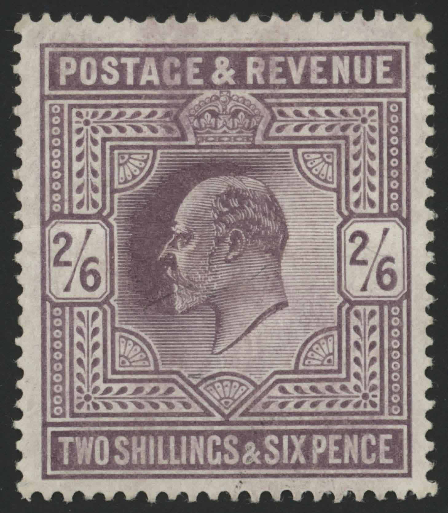 SG262 1902-10 2s6d dull Purple, Chalky paper, light horizontal bend but nice colour, mounted mint,