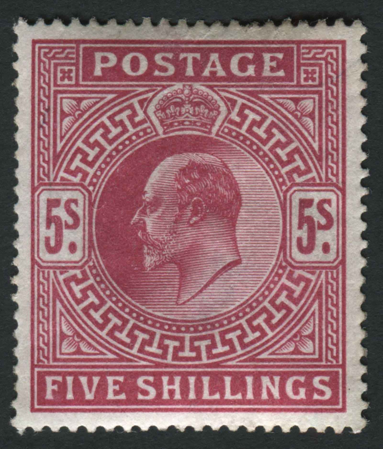 SG264 5/- deep bright carmine perfectly centred unmounted mint