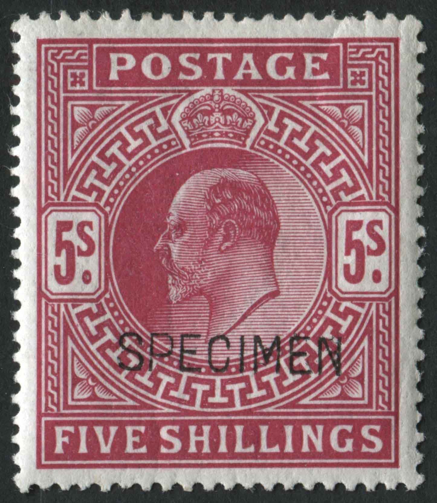 SG264 5/- deep bright carmine v fine mint O/P Specimen