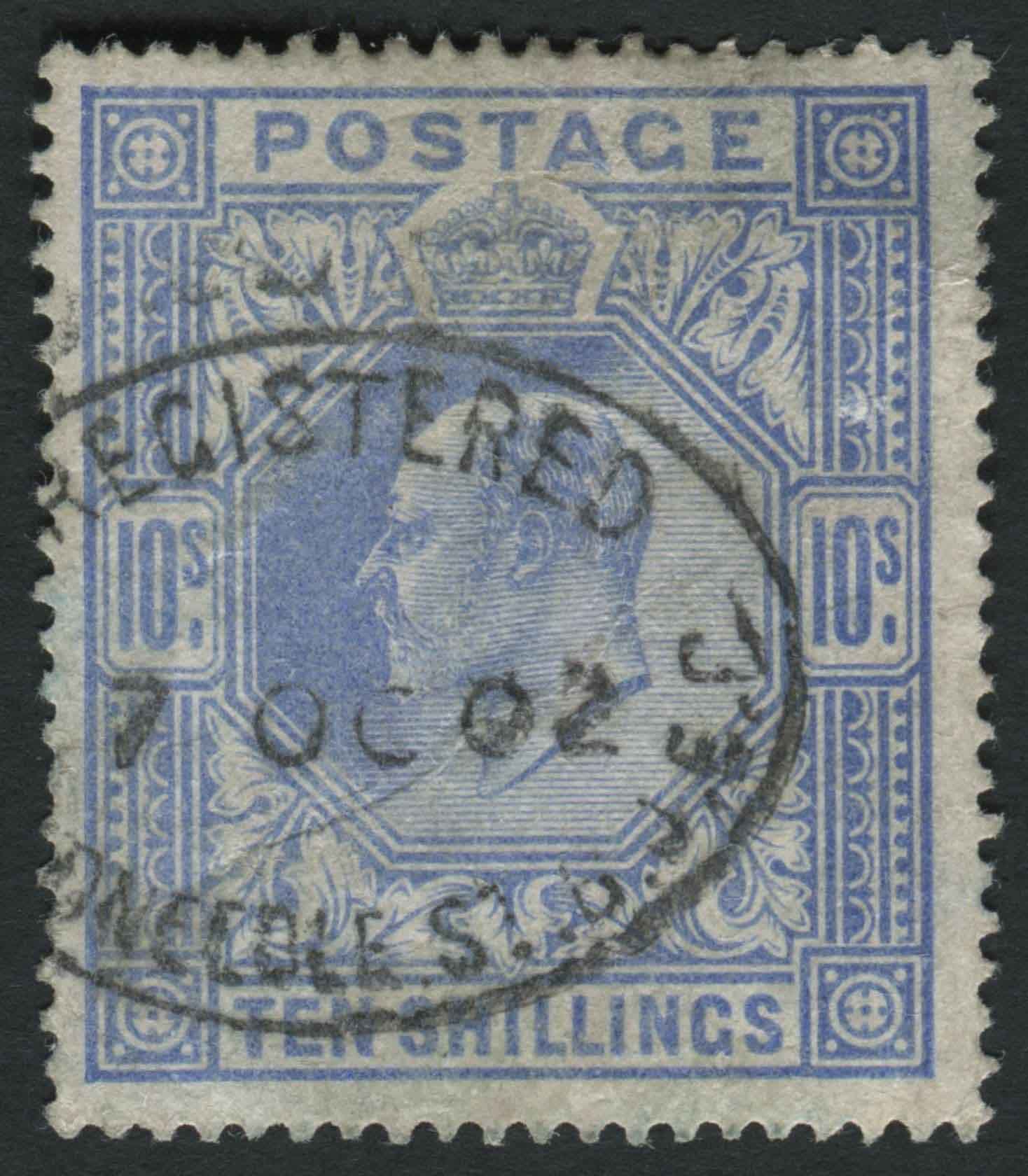 SG265 10/- Ultramarine fine used