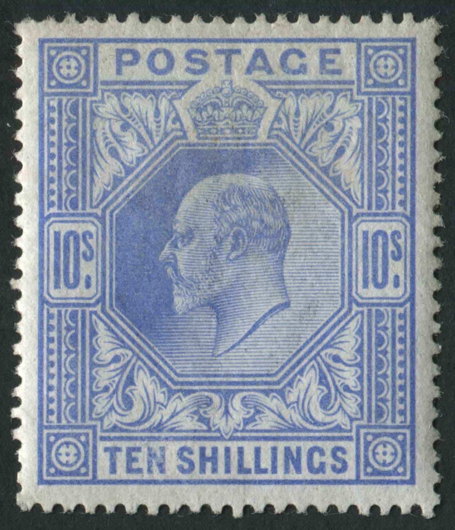 SG265 10/- Ultramarine well centred, unmounted mint a rare stamp