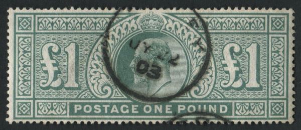 SG266 1 dull blue green superb used 22.7.1903 cds