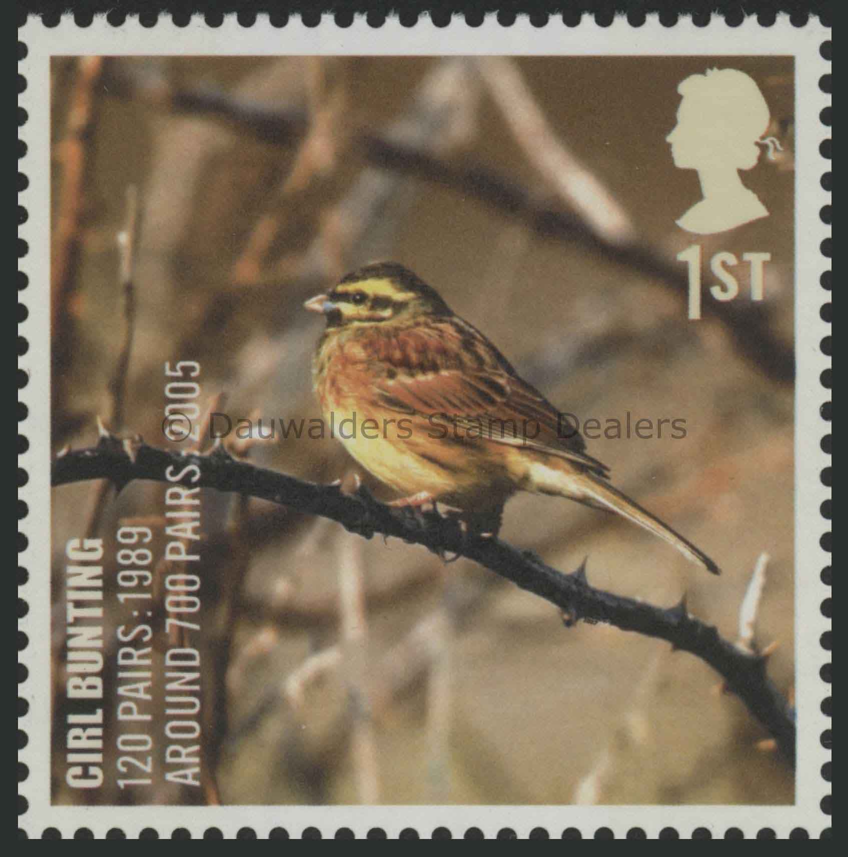 SG2767 1st Cirl Bunting 2007 Endangered Species Birds