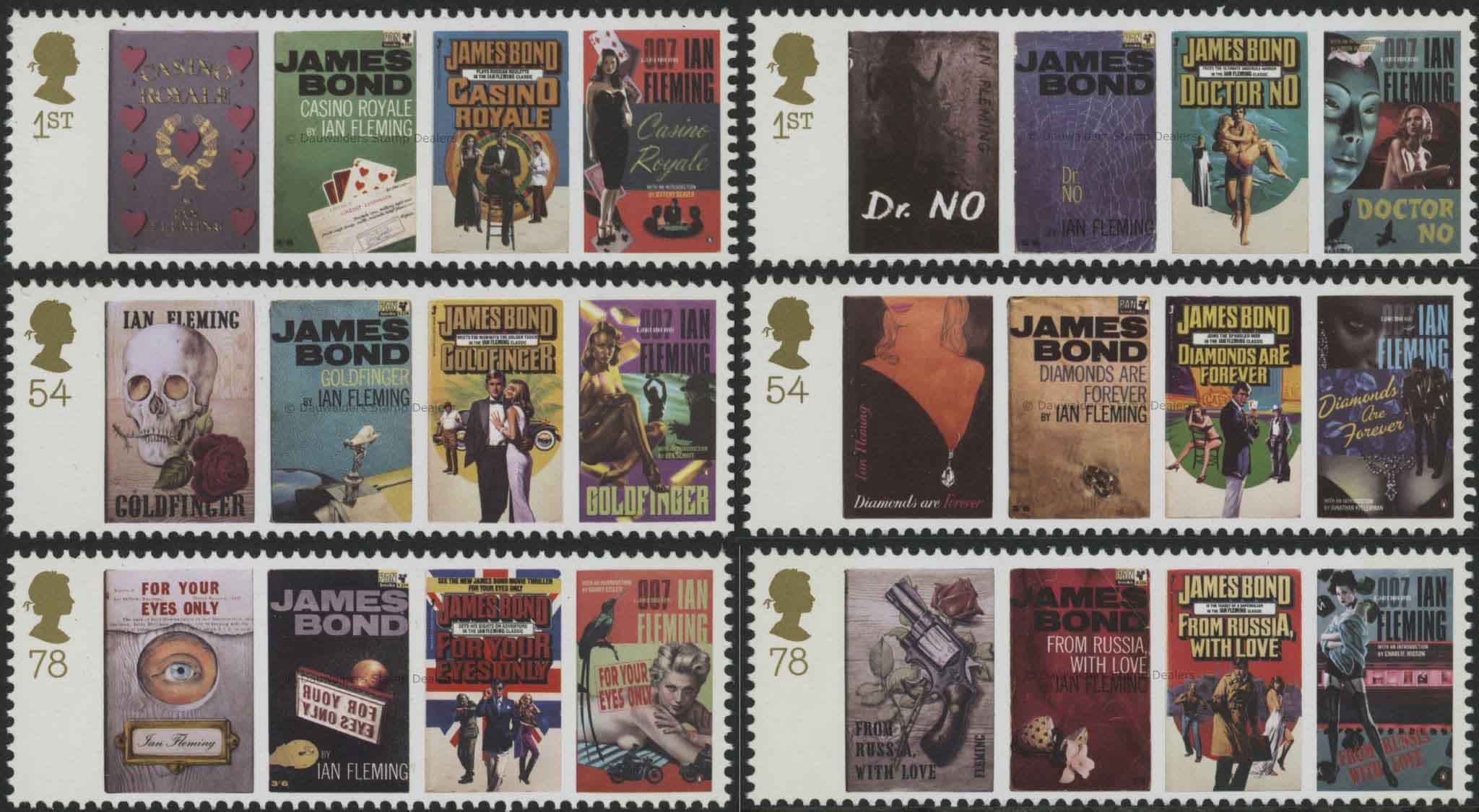 SG2797-2802 Set of 6 2008 Centenary of Ian Fleming