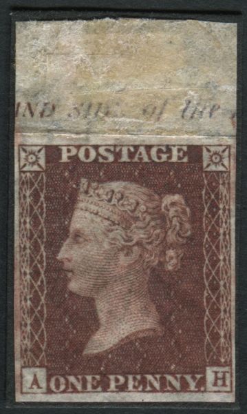 SG29 1d Red Brown AH imperforate imprimatur Plate 34