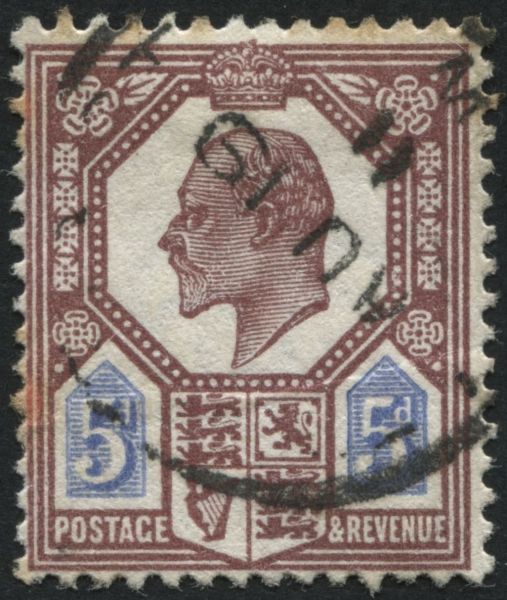 SG293 5d dull Purple and cobalt Blue M30b broken crown VF/U 19.8.1911