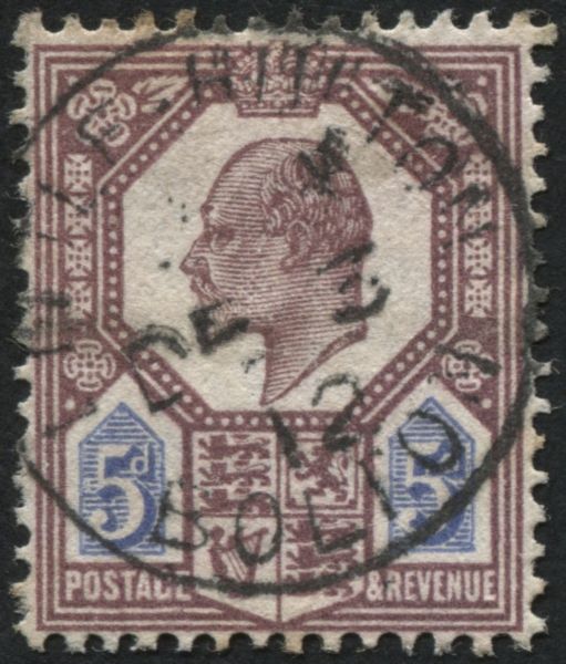 SG293 SpecM40(4) 5d Plum and cobalt Blue neat central cds 3.12.1912 (F)