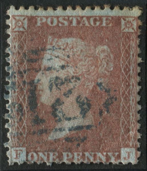 SG29wi 1d red brown plate 27 watermark inverted with blue Irish cancel