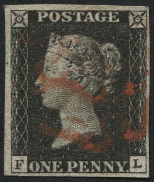 SG3 1d Black (Grey) FL, a lovely used example with remarkable 4 good margins