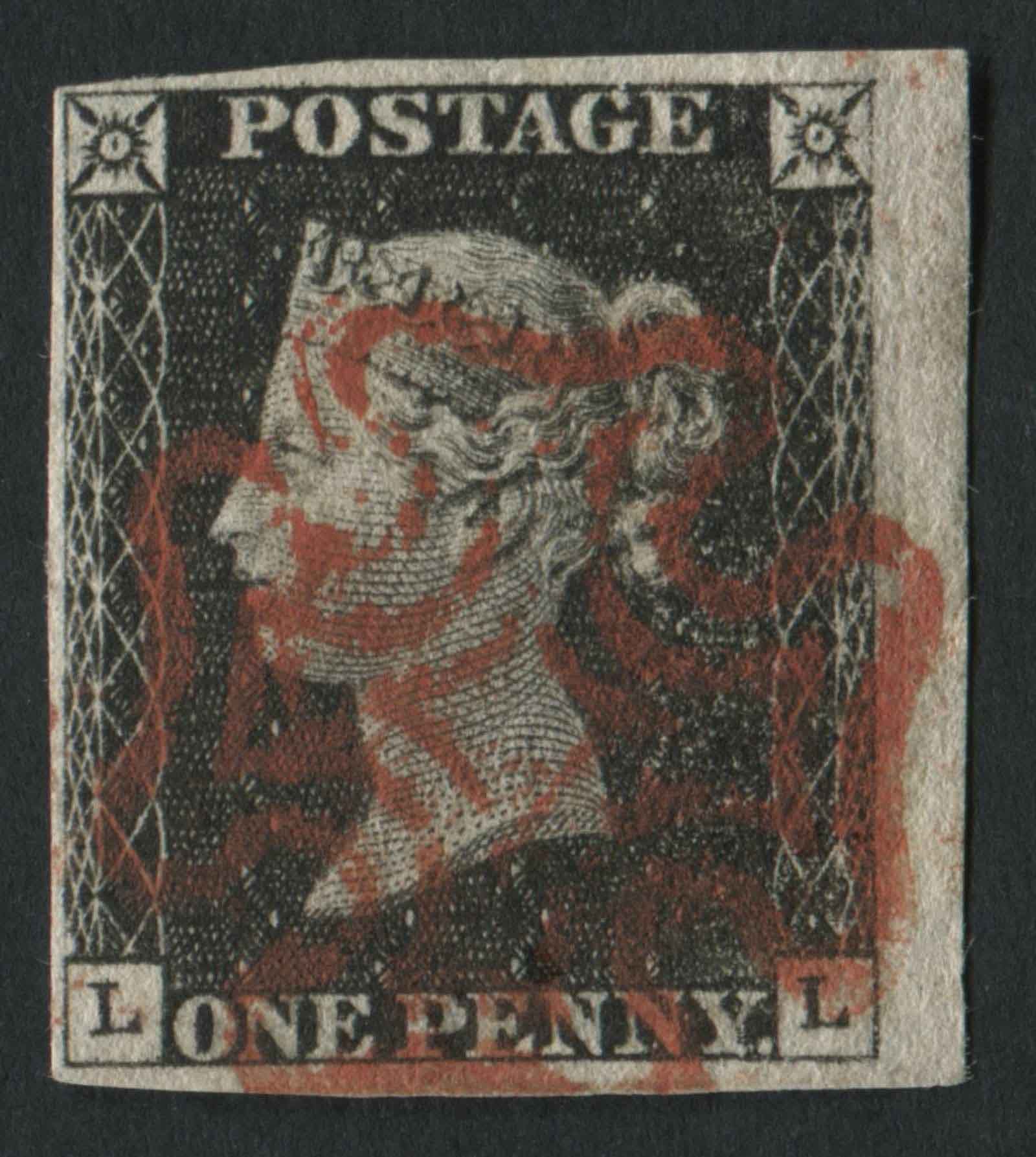 SG3 1d grey black plate 1A LL printed from misaligned sheet, crown watermark divided