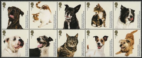 SG3036-3045 Set of 10 2010 Battersea Dogs and Cats