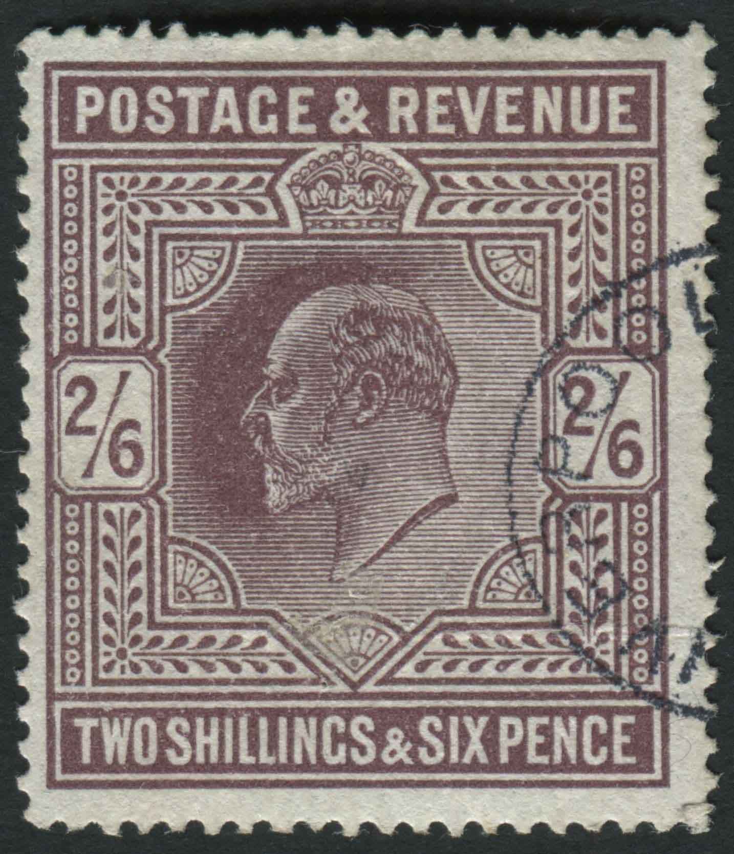 SG316 Spec M50(2) 1911-13 2s6d dull Reddish Purple, F/U with small part oval registered cds.