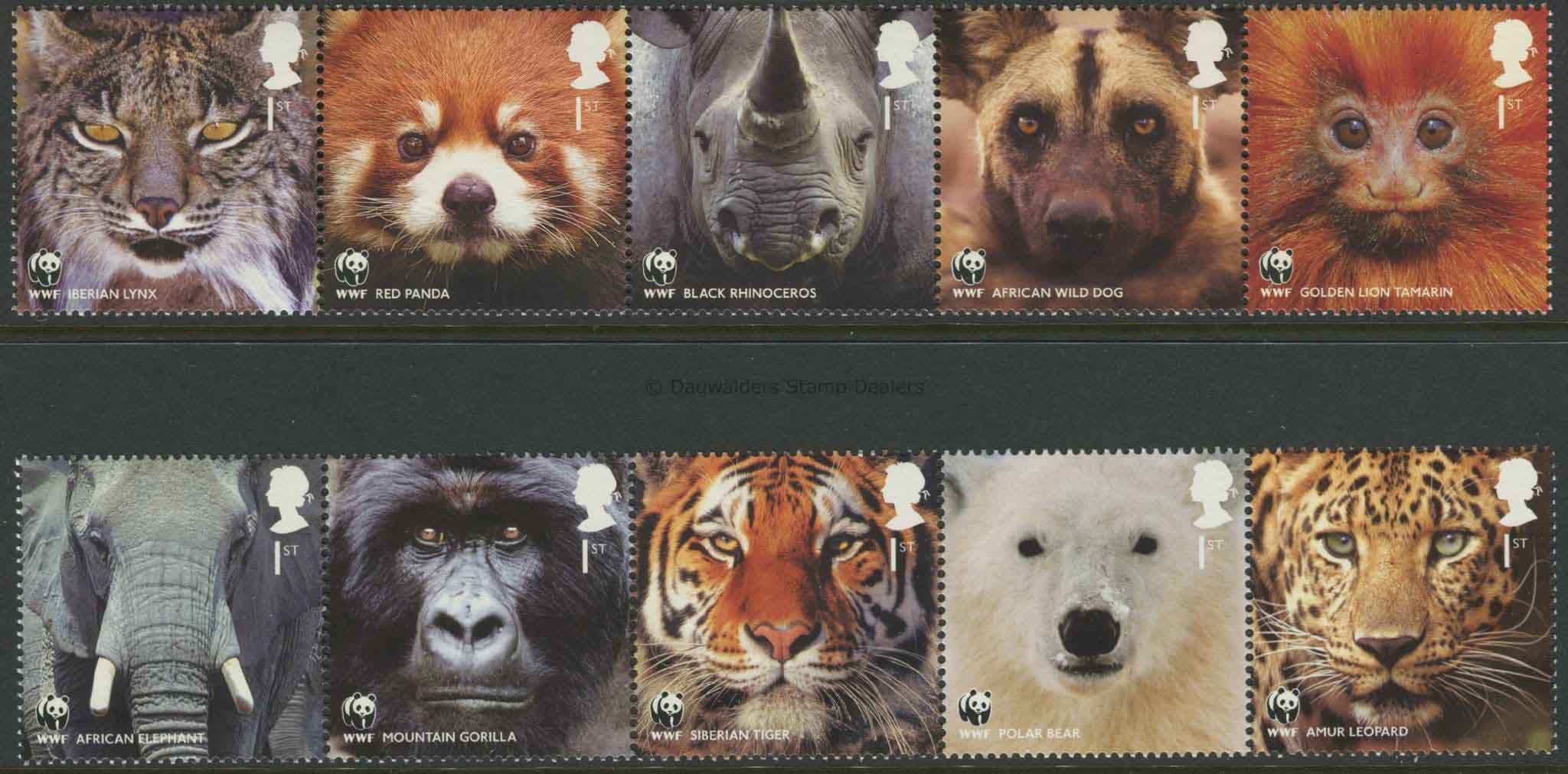 SG3162-3171 Set of 10 2011 50th Anniv, WWF