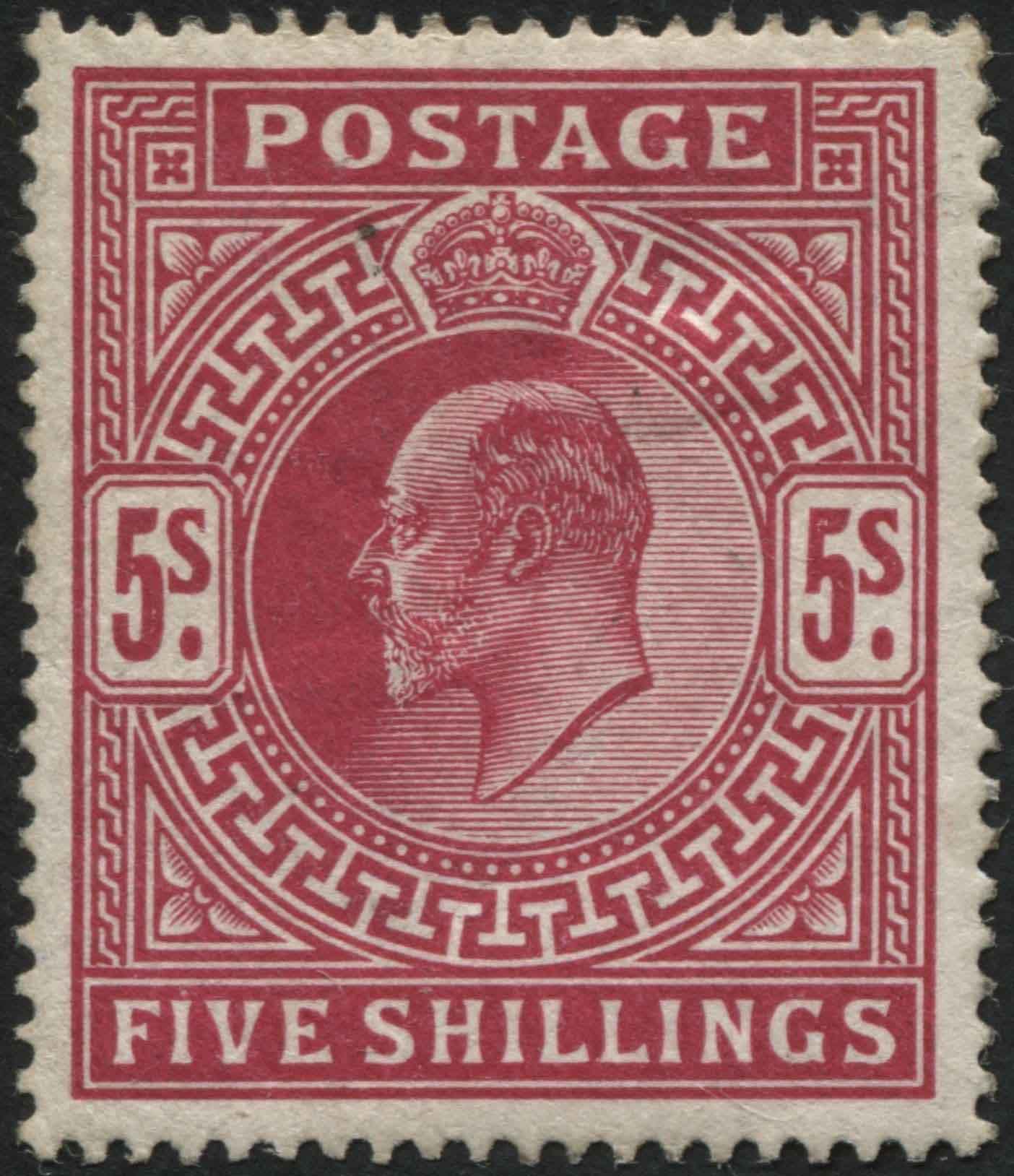 SG318 5/- Carmine v fine mint