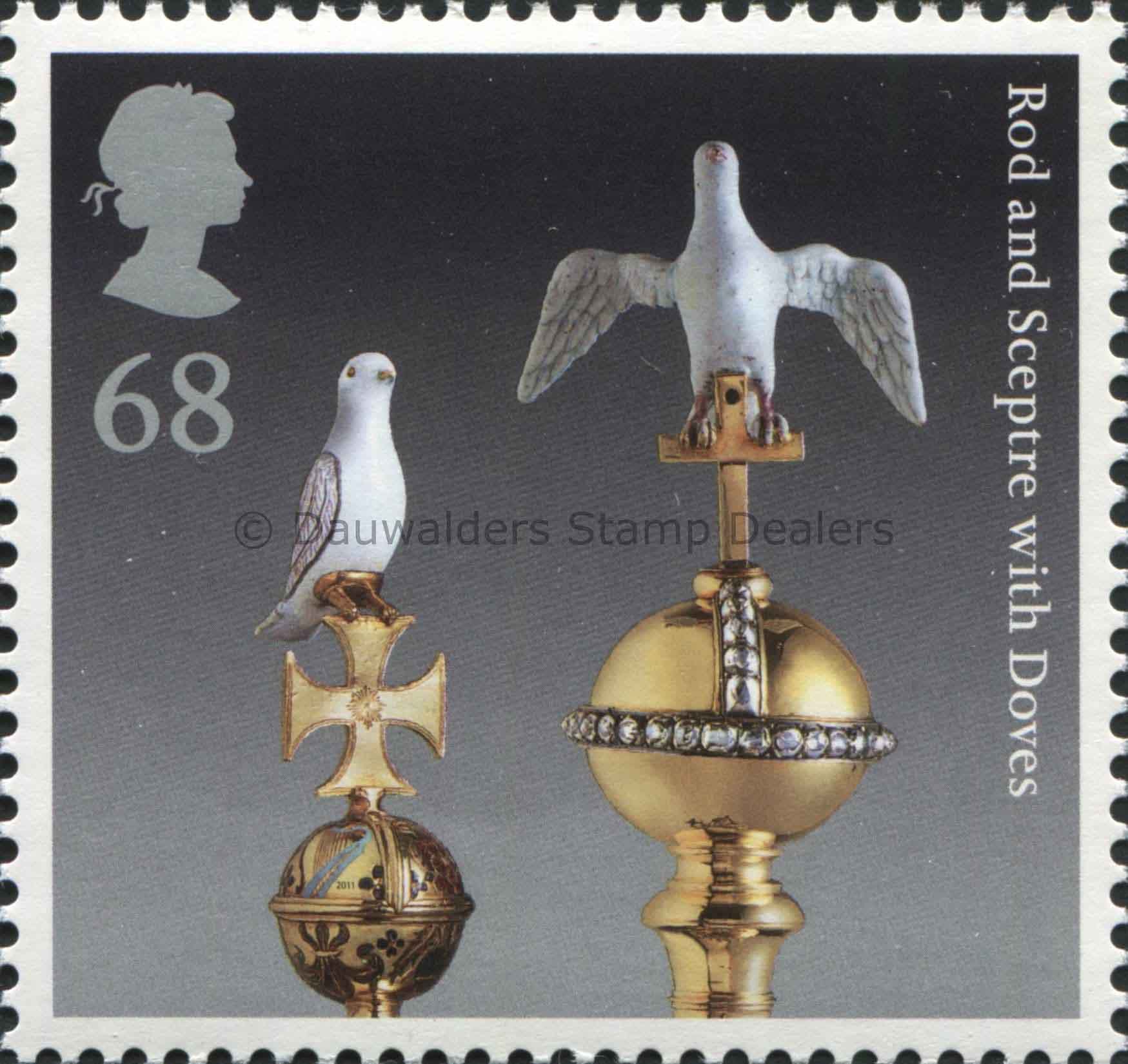 SG3209 68p Rod and Sceptre with Doves 2011 The Crown Jewels