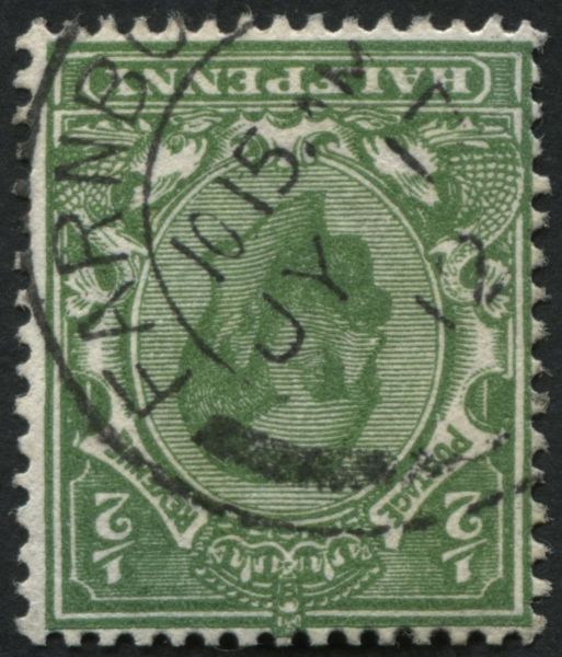 SG324 SpecN2(4) 1911 d bright Yellow Green Inv Wmk VF/U, superb Farnborough 1912 cds on