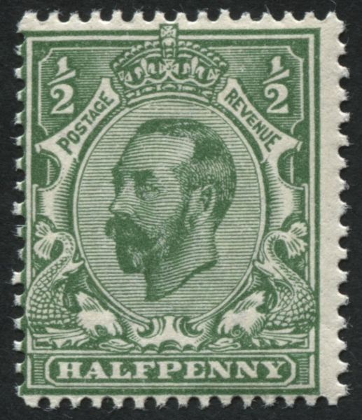 SG326 d Bluish Green centred left U/M, offered with RPS certificate