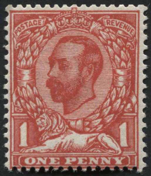 SG333 SpecN9(4)a 1912 1d Aniline Scarlet mint, superb extra fresh L/M Inv Wmk, fine perfs with RPS certificate