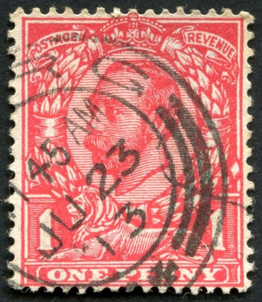 SG345 1d Scarlet No cross on Crown, v fine