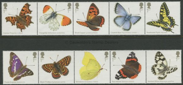 SG3499-3508 Set of 10 2013 British Butterflies