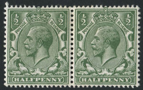 SG351 d Green Spec za very fine mint pair, one with watermarl error missing crown