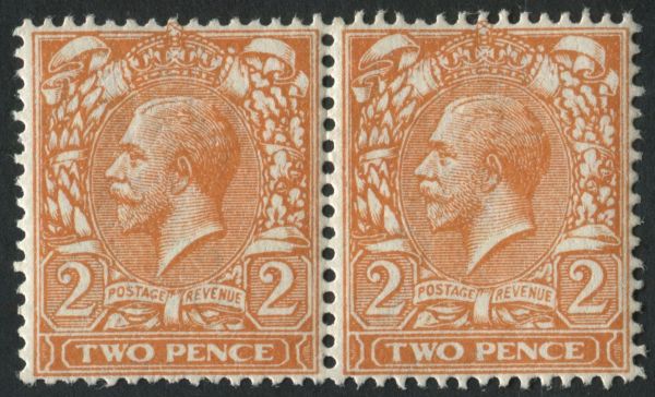 SG366 2d Orange Spec zf very fine mint pair, one with watermark error missing VR