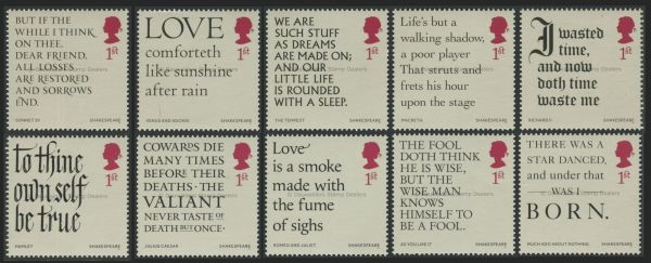 SG3816-3825 Set of 10 2016 Shakespeare