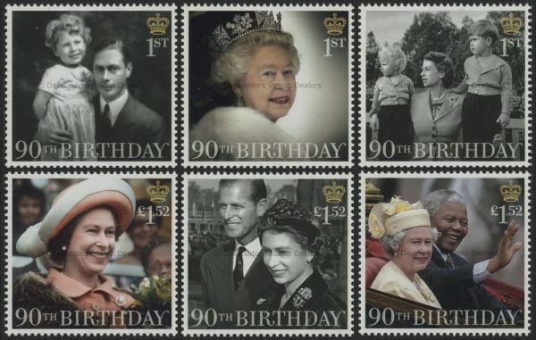 SG3826-3831 Set of 6 2016 Queen's 90th Birthday