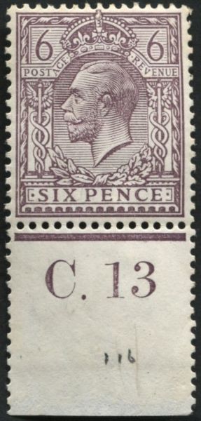 SG384 6d dull Purple control C.13 control (P) fine mint (Lot 3)