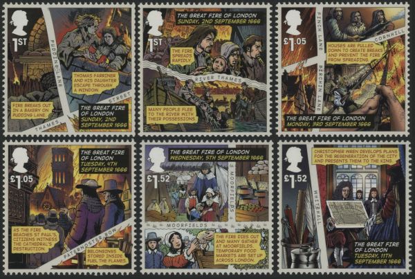 SG3879-3884 Set of 6 2016 Great Fire of London