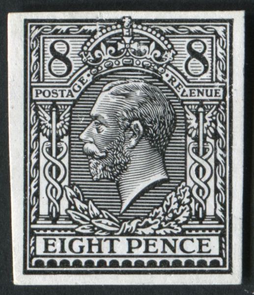 SG390var 1912-24 8d trial of Eves Pillar design type d in Black, imperforate.