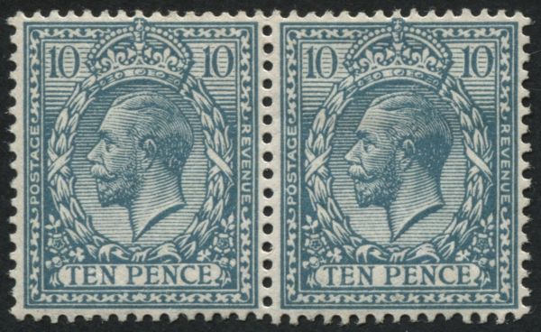 SG394 SpecN32ZK 10d Turquoise pair U/M, one stamp with long tail to R