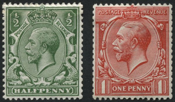 SG397-8 d Green and 1d Red multiple crown v fine mint, above average perforations