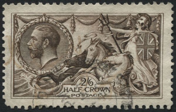 SG399 2/6d Sepia 1914 cds, slight perf trim